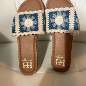Haute Hippie Crochet Sandals in Blue and‎ Cream size 7.5